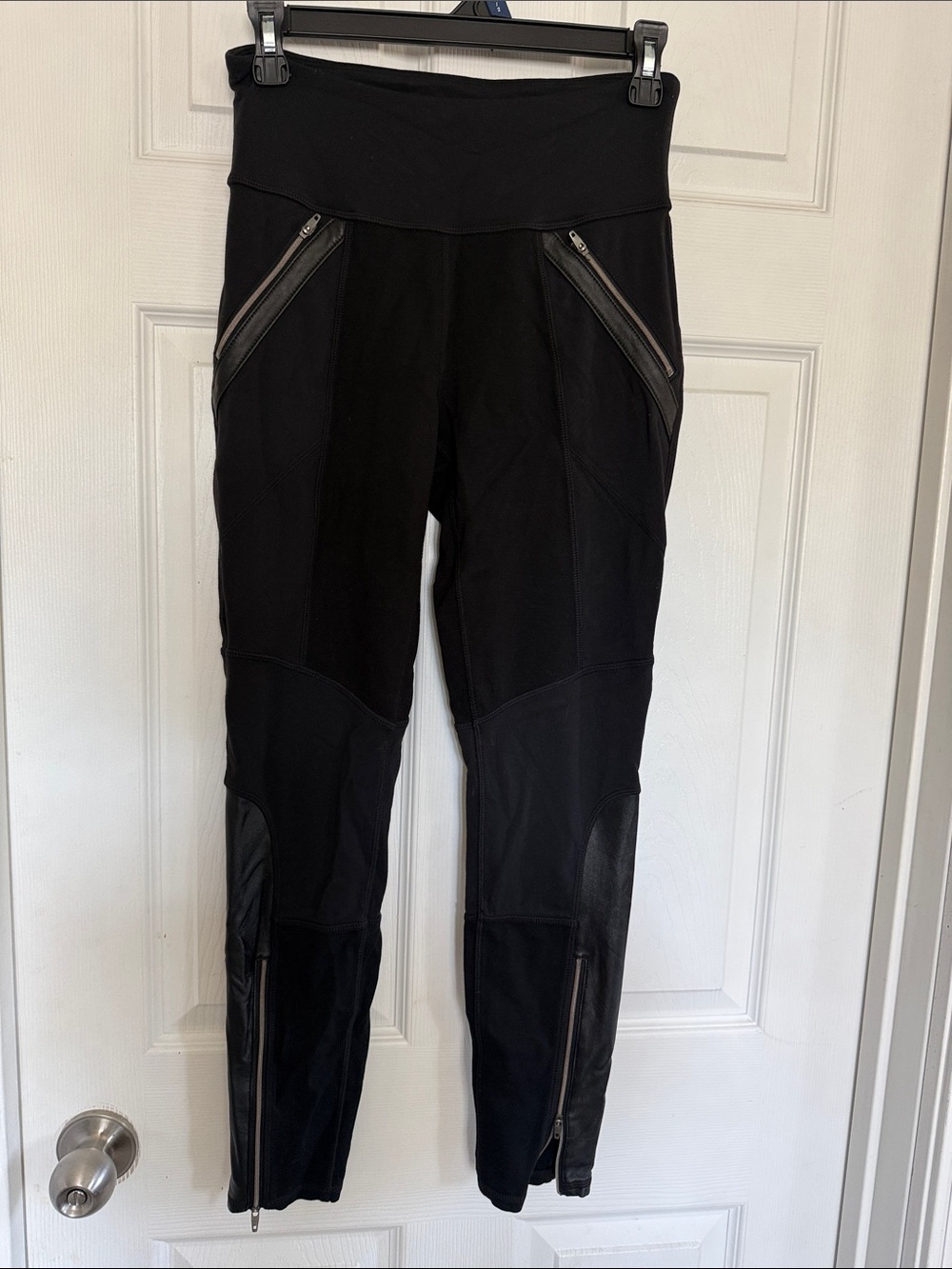 Athleta Black Moto-Style Leggings with Zip Details